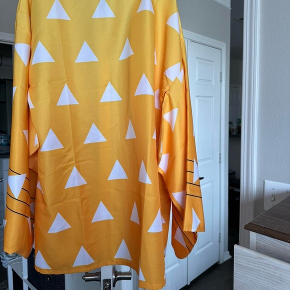Extra Large Zenitsu Demon Slayer Anime Orange Kimono Cosplay Size XL - Picture 2 of 3